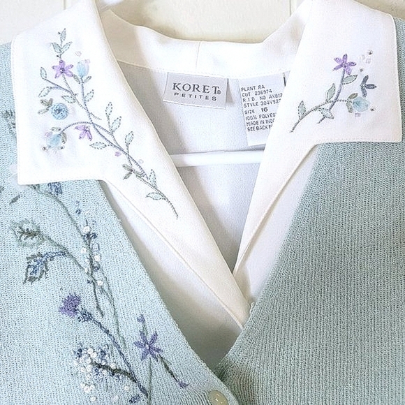 Vintage Koret Petites 3 Piece Skirt Set Floral Embroidery Large - Picture 4 of 16